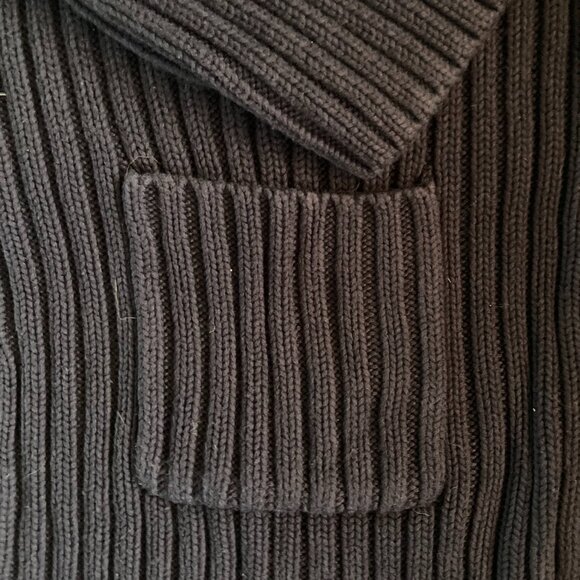 Talbots Ribbed Shawl Collar Cardigan, Navy Blue, Size L - Picture 4 of 6